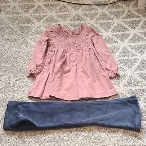 2 for $75 - Tahari Girls XS (4) Gray Velour Pants and Pink Tunic Top